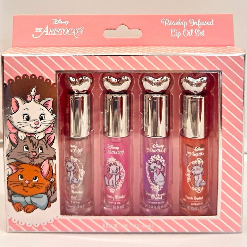 Disney The Aristocats Marie Rosehip Infused Lip Oil 4 Pc Gift Set Taste Beauty